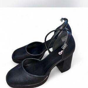 SO Black Chunky Heel Women's Shoes